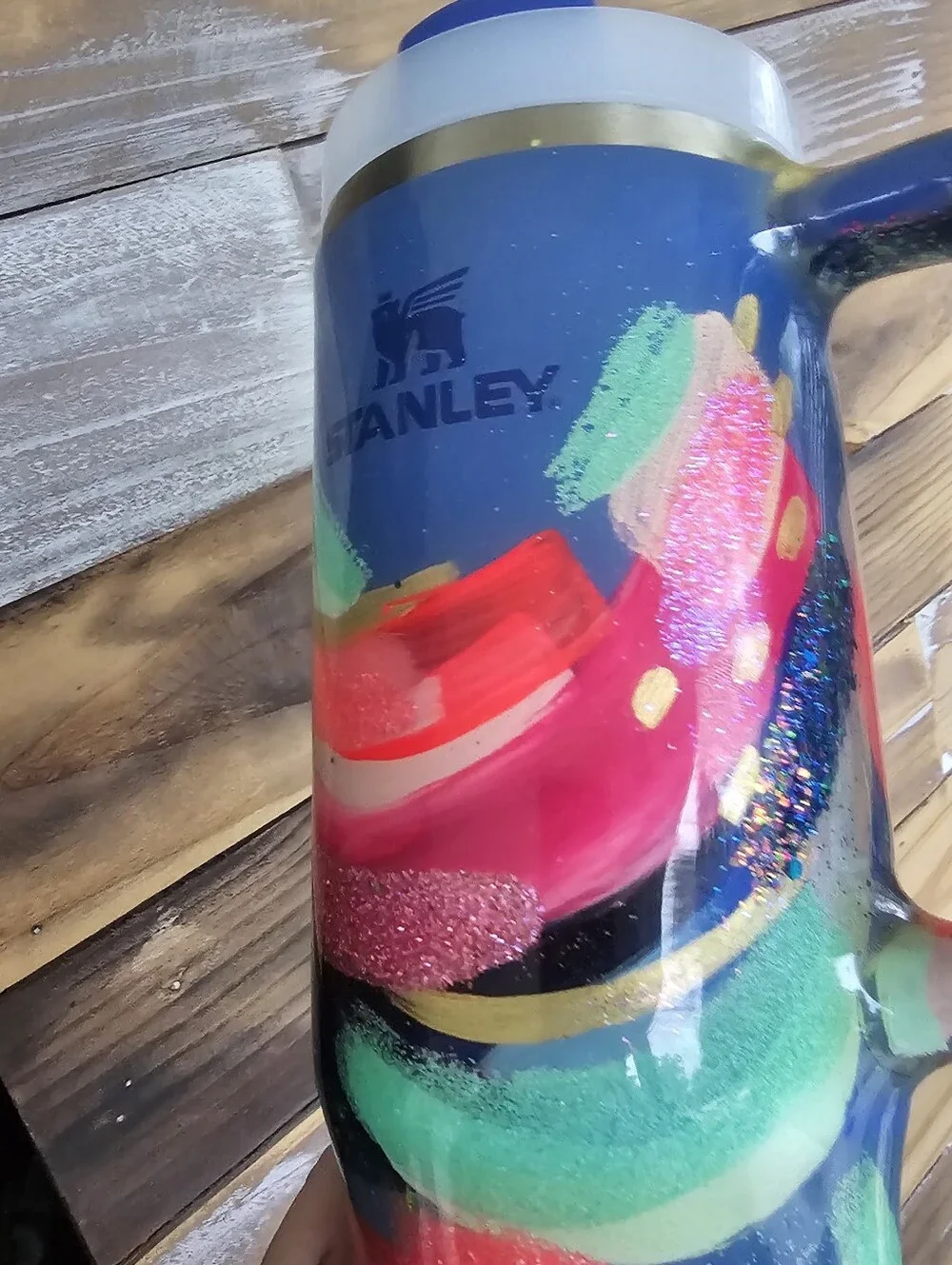 Suze Ford Custom Hand Painted Stanley Tumbler 30z Brush Strokes Limited Edition - Picture 16 of 17